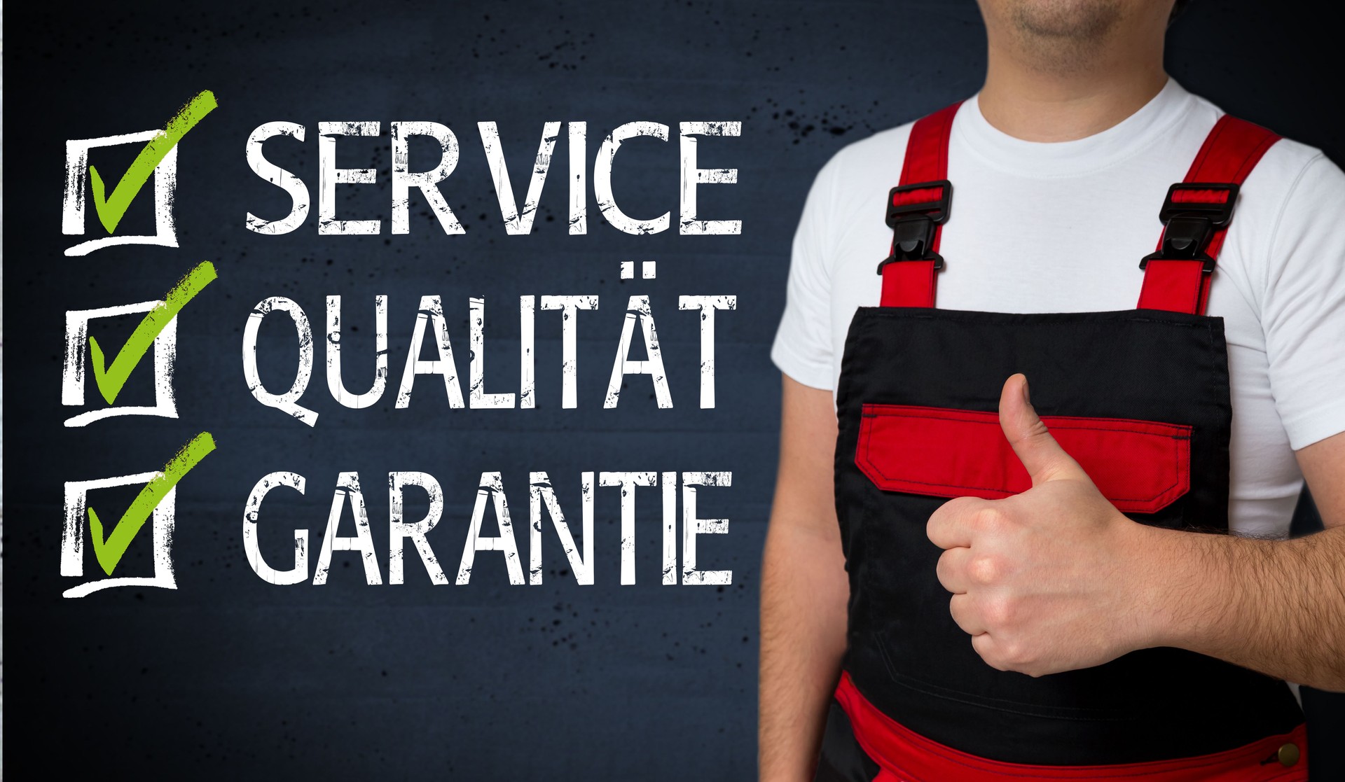 Handwerker-Konzept, Service, Qualitaet, Garantie (im deutschen Service, Qualität, Garantie) zeigt